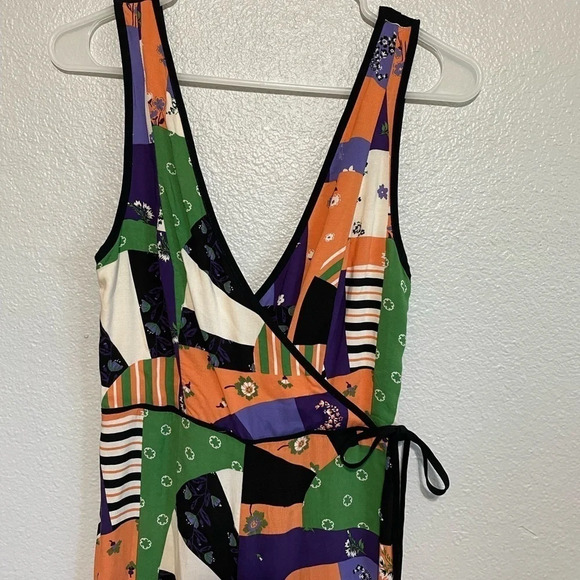 Urban Outfitters Patchwork Multimedia Jumpsuit Orange Green Black - Picture 3 of 7